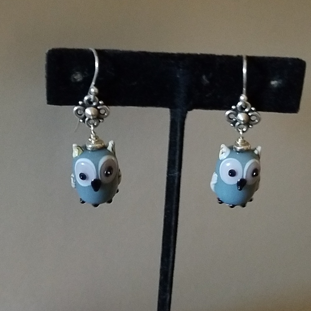 Designer Owl Earrings in Sterling Silver